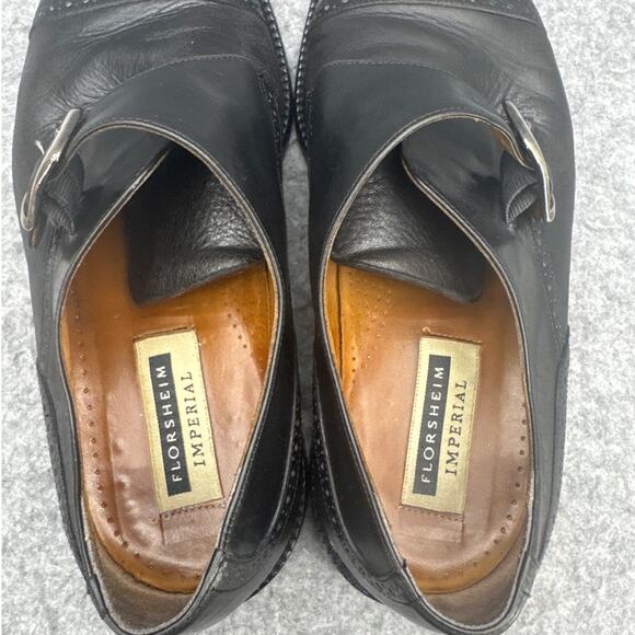 Florsheim Imperial Black Leather Detailed Monk Strap Buckle Dress Shoe Men 9.5EE - Picture 6 of 8